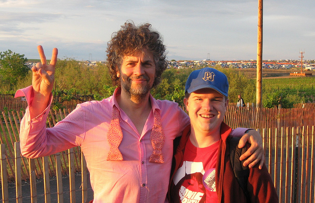 Wayne Coyne of The Flaming Lips with a fan.