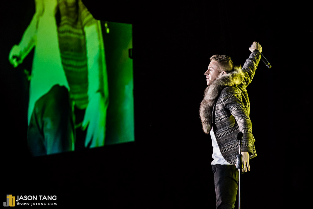 Macklemore performing in concert.